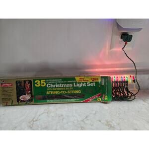 Vintage New Old Stock Joybrite Christmas Lights 19 Ft 35 Lights Indoor Outdoor